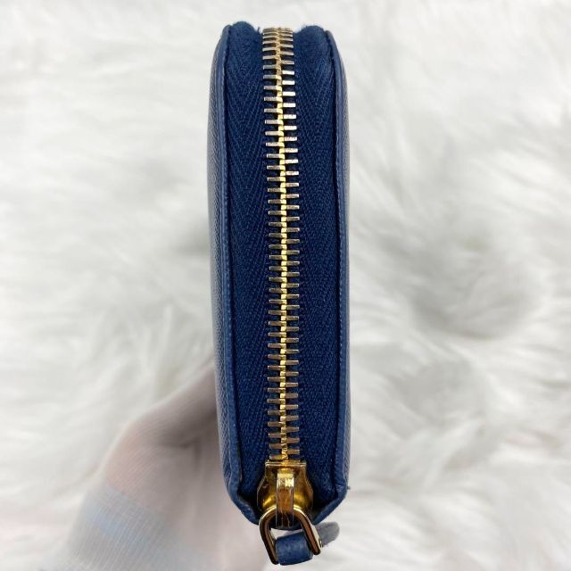 美品♡PRADA 長財布 ラウンドファスナー サフィアーノレザー ネイビー