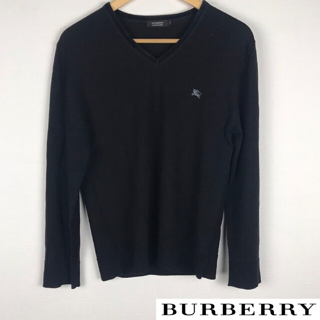 BURBERRY BLACK LABEL(バーバリーブラックレーベル)の美品 BURBERRY BLACK LABEL 長袖ニット ブラック サイズ3 メンズのトップス(ニット/セーター)の商品写真