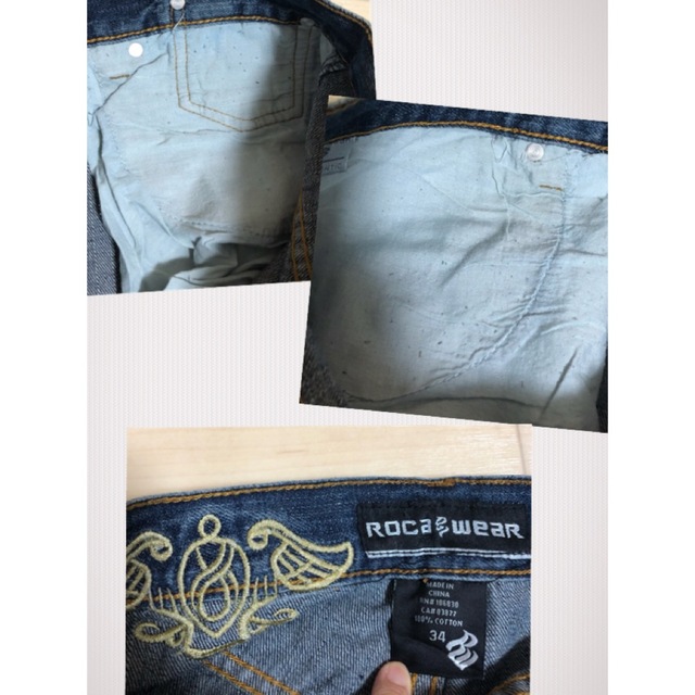 タグ付き Roca wear ロッカウェアー 刺繍デニム ハーフパンツ 34 【初