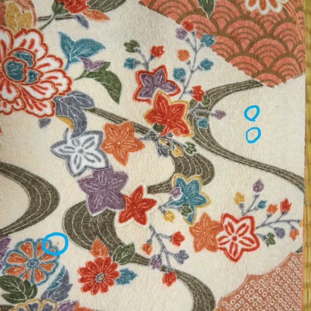 珊瑚色に華やか草花　変わり地紋　洗える着物小紋 レディースの水着/浴衣(着物)の商品写真