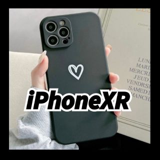 アップル(Apple)の【iPhoneXR】iPhoneケース ブラック ハート 手書き 黒 シンプル(iPhoneケース)