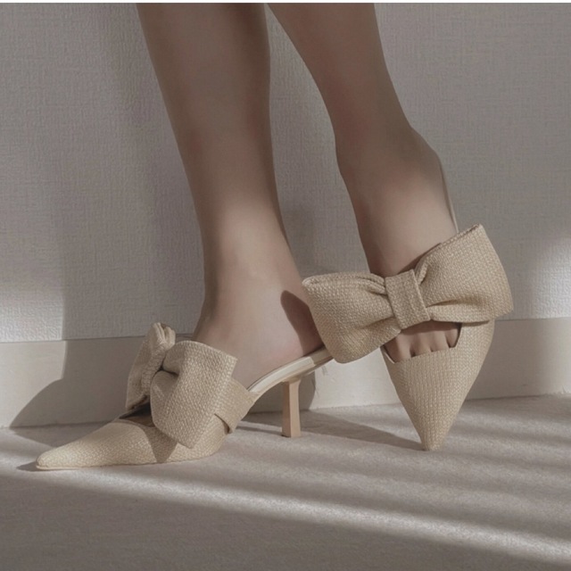 靴/シューズfiction tokyo♡Straw Ribbon Pumps