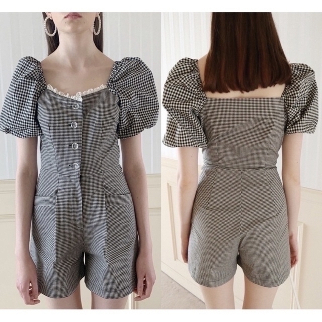 épine(エピヌ)のepine♡lace mini rompers gingham レディースのパンツ(オールインワン)の商品写真