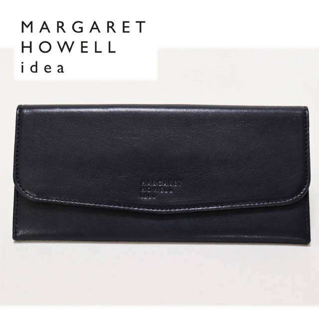 MARGARET HOWELL(マーガレットハウエル)の《マーガレットハウエル》新品 薄型 レザーかぶせ式長財布 ウォレット 紺 レディースのファッション小物(財布)の商品写真