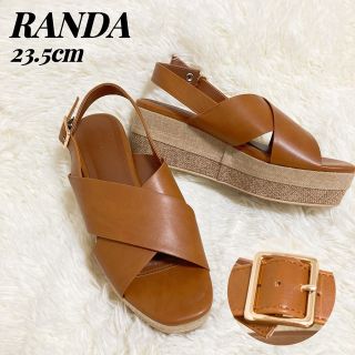 ランダ(RANDA)の美品！ RANDA ランダ サンダル レザー 金 ウェッジ 厚底  ハイヒール(サンダル)