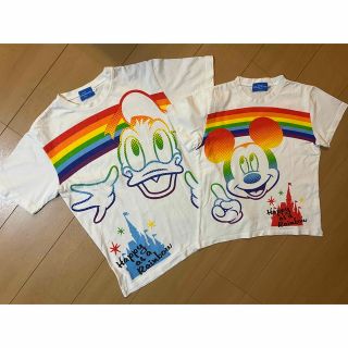 ディズニー(Disney)のディズニーリゾート限定　ペアTシャツ　140&Sサイズ　ミッキー　ドナルド#40(Tシャツ/カットソー)