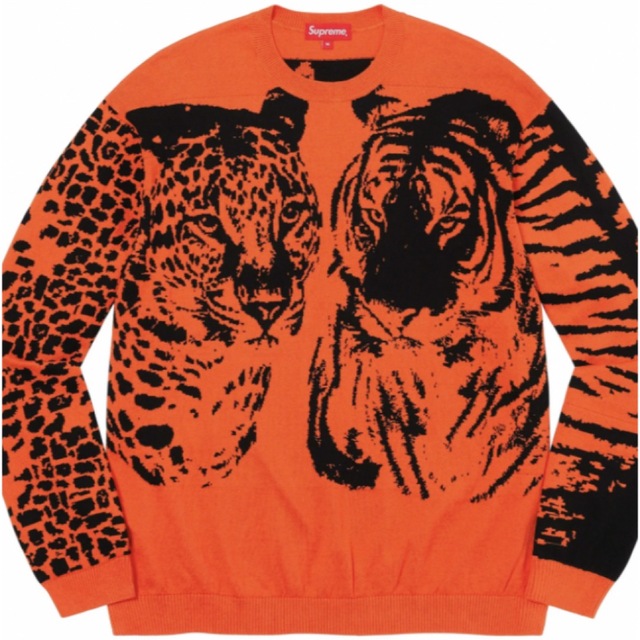 メンズSUPREME BIG CATS JACQUARD L/S TOP Orange