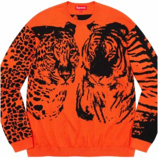 シュプリーム(Supreme)のSUPREME BIG CATS JACQUARD L/S TOP Orange(ニット/セーター)