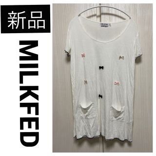 ミルクフェド(MILKFED.)の◆新品　ミルクフェド 半袖 Tシャツ カットソー ブラウス リボン ホワイト(Tシャツ(半袖/袖なし))