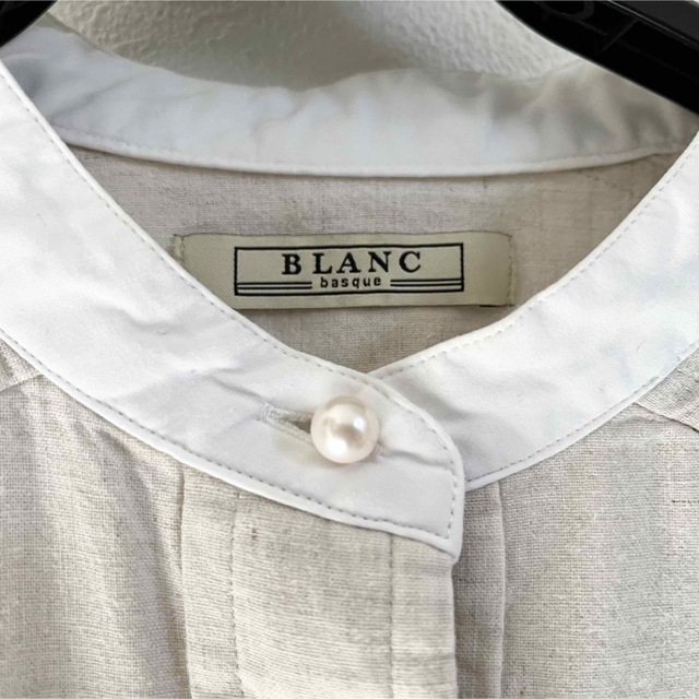 ブランバスクBLANC basque パールボタンシャツ　コットン×リネン