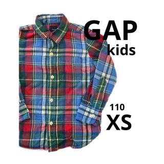 ギャップキッズ(GAP Kids)の100相当【ギャップキッズ】チェックシャツ　長袖　緑青赤(ブラウス)