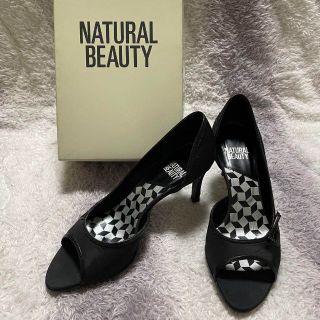 ナチュラルビューティー(NATURAL BEAUTY)のs269 NATURAL BEAUTY ヒール パンプス オープントゥ 黒 上品(ハイヒール/パンプス)