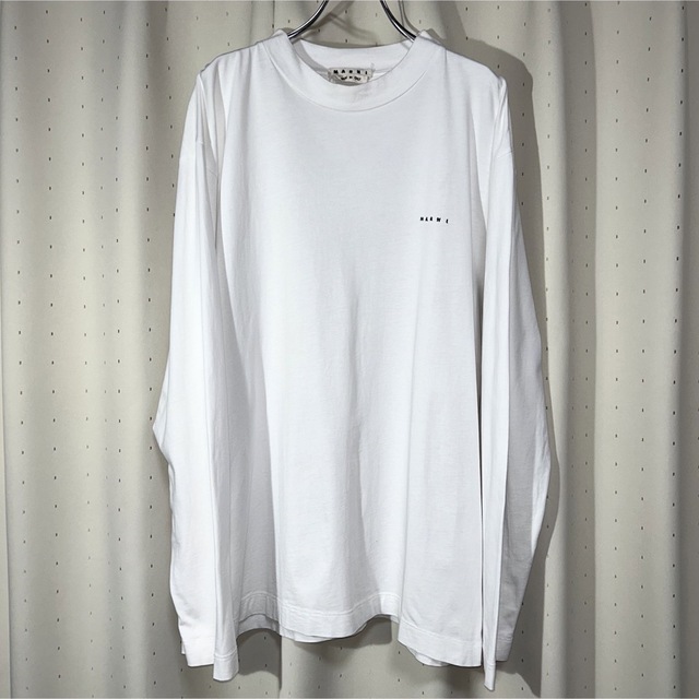 MARNI 22SS 刺繍ミニロゴ ロンt カットソー モックネック 白 【送料0円