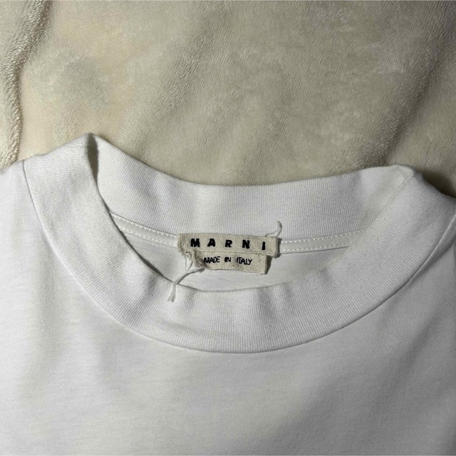 MARNI 22SS 刺繍ミニロゴ ロンt カットソー モックネック 白 数量限定