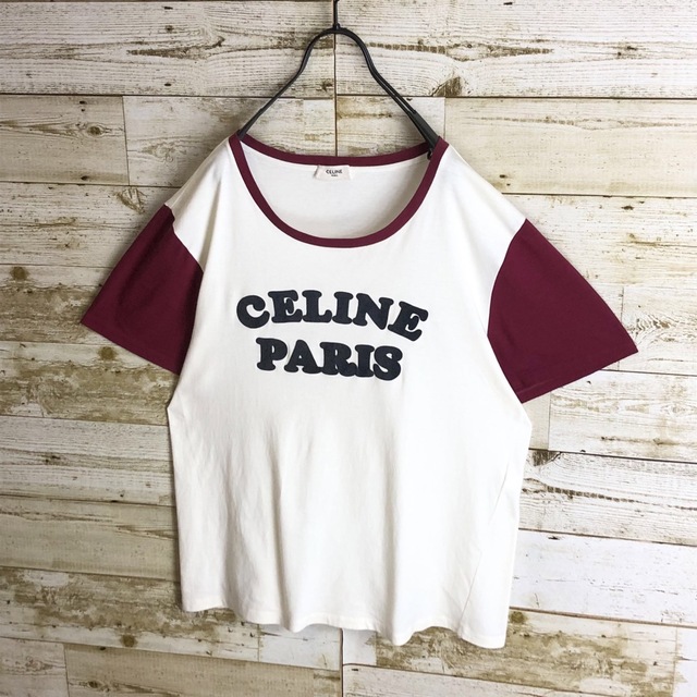 即 CELINE セリーヌ ビック刺繍 フロック ロゴ入り tシャツ 商品