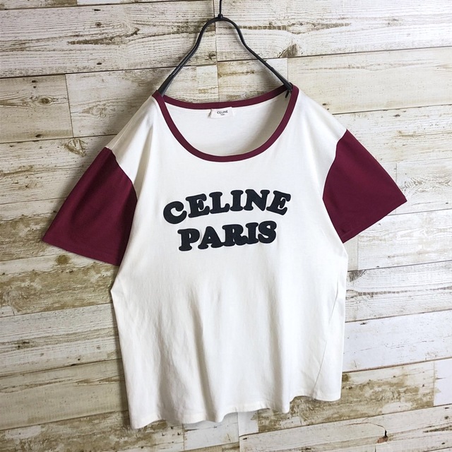 即完売 CELINE セリーヌ ビック刺繍 フロック ロゴ入り tシャツ