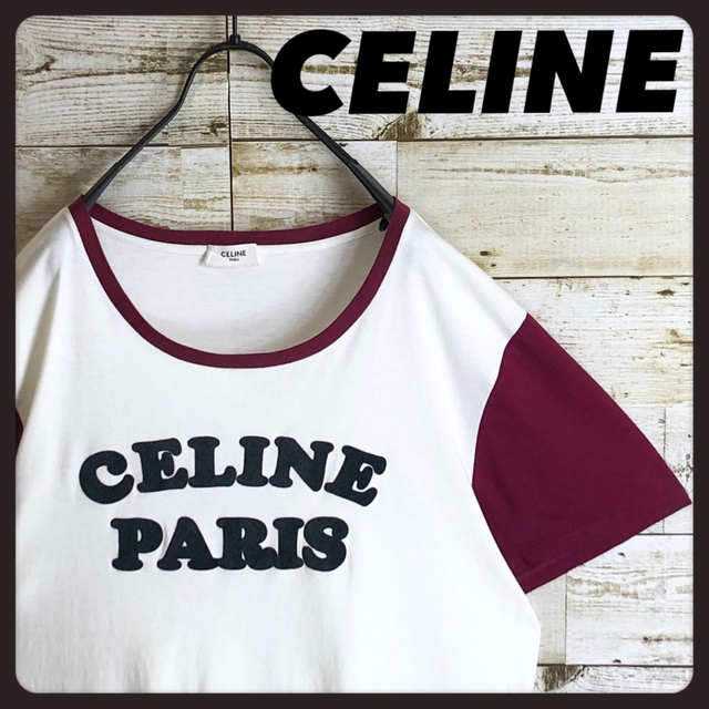 即完売 CELINE セリーヌ ビック刺繍 フロック ロゴ入り tシャツ