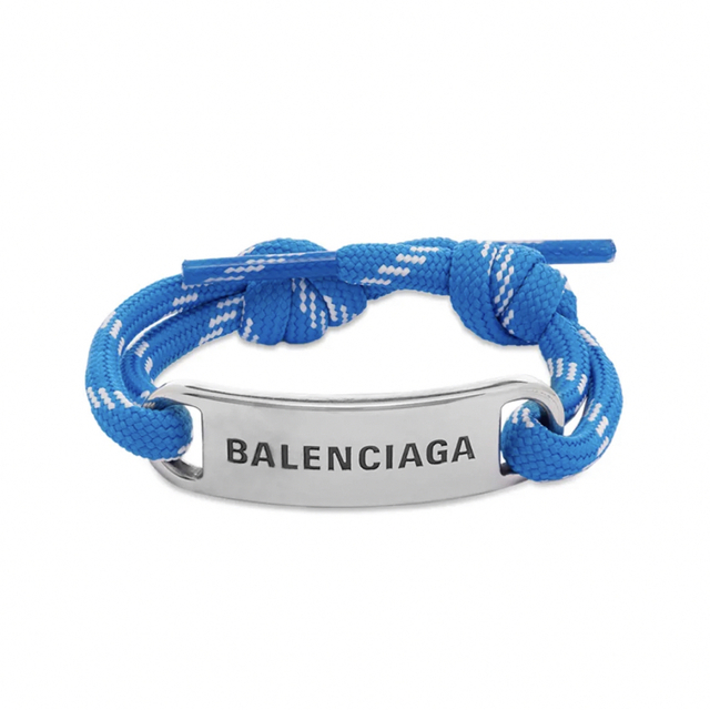 ブレスレット新品‼️バレンシアガ ブレスレットBALENCIAGA ロゴプレート ブルー