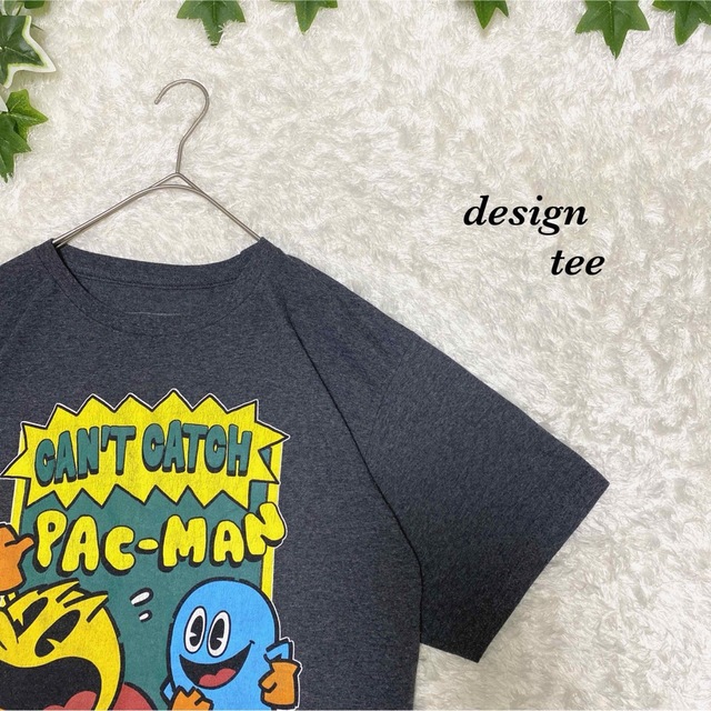 Tシャツ　パックマン　pac-man 　キャラクター　デカロゴ　キャラクター