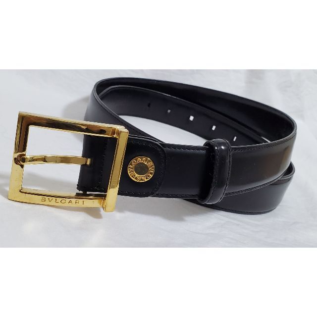 希少 ブルガリ BVLGARI スクエアバックル ゴールド ベルト レザー-