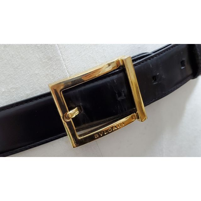 希少 ブルガリ BVLGARI スクエアバックル ゴールド ベルト レザー-