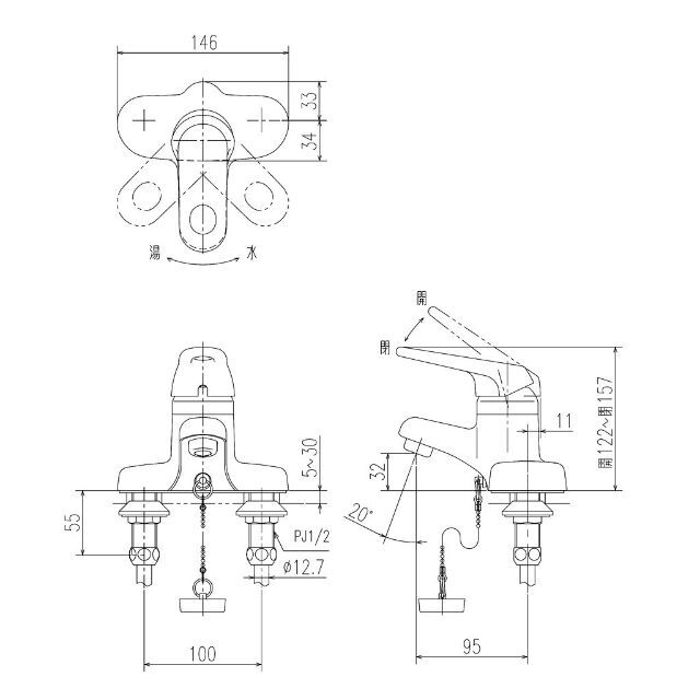 LIXILリクシル INAX 洗面用 台付 シングルレバー混合水栓 ゴム栓式 吐