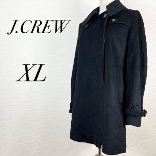 ジェイクルー(J.Crew)のジェイクルー　ダブルブレストトップコート　ウール　ミドル丈　ブラック　黒　XL(ロングコート)