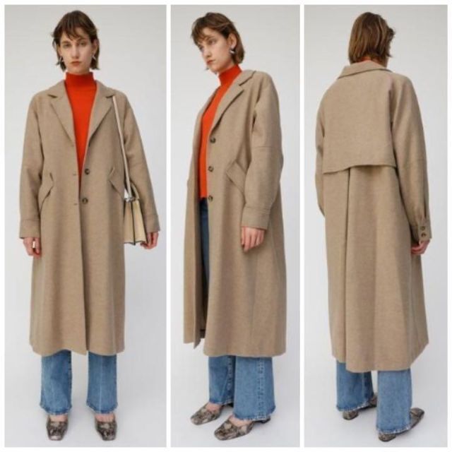 moussy(マウジー)のMOUSSY　ミックスカラーロングコート　オーバーサイズ　ビッグシルエット レディースのジャケット/アウター(ロングコート)の商品写真