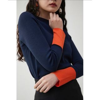 アズールバイマウジー(AZUL by moussy)の★値下げしました！AZUL  カラーカフブロックニットトップス(シャツ/ブラウス(長袖/七分))