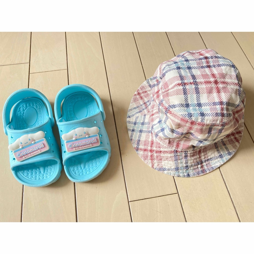 サンリオ(サンリオ)のシナモロール　サンダル　15cm➕帽子もお付けします！ キッズ/ベビー/マタニティのキッズ靴/シューズ(15cm~)(サンダル)の商品写真