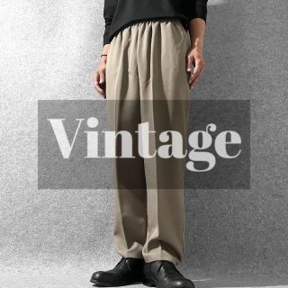 アートヴィンテージ(ART VINTAGE)の【vintage】USA製 ワイド イージーパンツ スラックス ベージュ XL(スラックス)