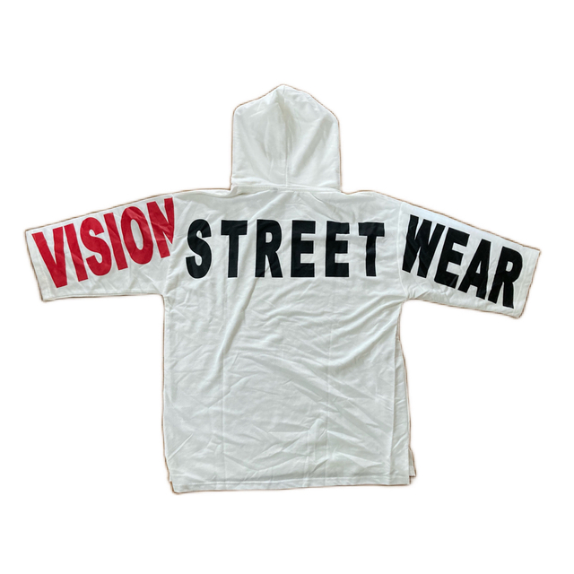 VISION STREET WEAR(ヴィジョン ストリート ウェア)の●新品 VISIONSTREETWEAR 半袖パーカー ホワイト Mサイズ● メンズのトップス(Tシャツ/カットソー(半袖/袖なし))の商品写真