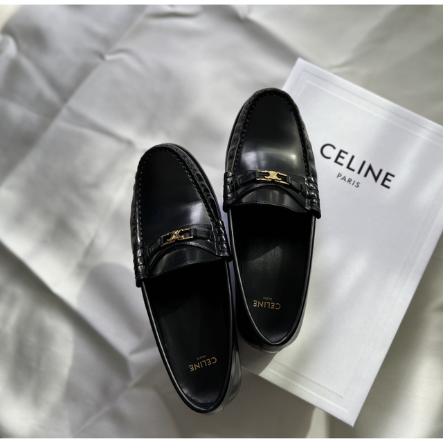 新素材新作 celine - セリーヌ ルコトリオンフローファー37 ローファー