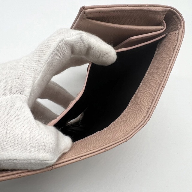 美品!サンローラン パリ Vステッチ 折り財布 ピンク | www.jarussi.com.br