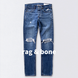 ラグアンドボーン(Rag & Bone)のラグアンドボーン　スリムテーパードデニムパンツ　ダメージ加工　定価3～4万(デニム/ジーンズ)