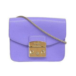 フルラ(Furla)の【本物保証】 新品同様 フルラ FURLA メトロポリス チェーンショルダー バッグ 斜め掛け レザー ラベンダー (ショルダーバッグ)