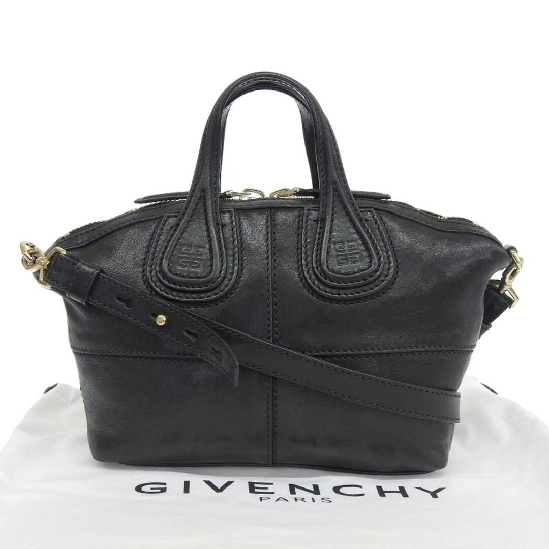 【本物保証】 布袋付 超美品 ジバンシー GIVENCHY ナイチンゲール 2WAYバッグ ハンドバッグ ショルダーバッグ 斜め掛け ブラック MA1104