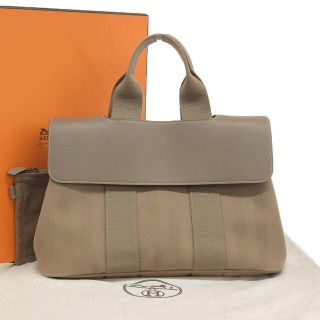 【本物保証】 箱・布袋付 超美品 エルメス HERMES ヴァルパライソPM ハンドバッグ キャンバス レザー エトゥープ □M刻印