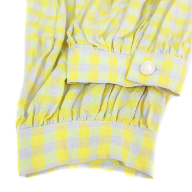 QUEENS COURT(クイーンズコート)のクイーンズコート シャツ ブラウス 長袖 チェック柄 2 黄 グレー /FF45 レディースのトップス(シャツ/ブラウス(長袖/七分))の商品写真