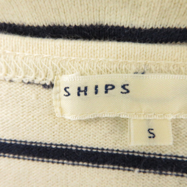 SHIPS(シップス)のシップス カットソー フレンチスリーブ Uネック レース ボーダー柄 S レディースのトップス(カットソー(半袖/袖なし))の商品写真