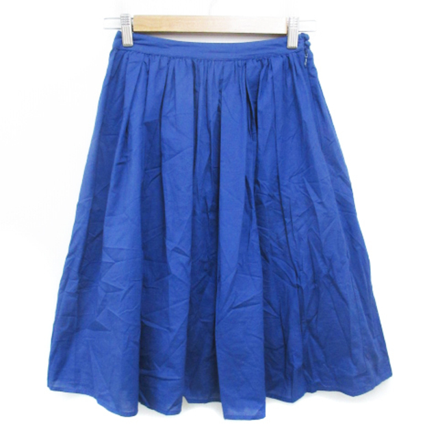 mimi&roger(ミミアンドロジャー)のミミ&ロジャー フレアスカート ギャザースカート ミモレ丈 36 青 /FF23 レディースのスカート(ひざ丈スカート)の商品写真