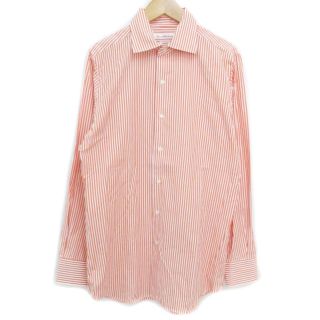 ユナイテッドアローズグリーンレーベルリラクシング(UNITED ARROWS green label relaxing)のグリーンレーベルリラクシング Yシャツ 長袖 ストライプ柄 40 白 オレンジ(シャツ)