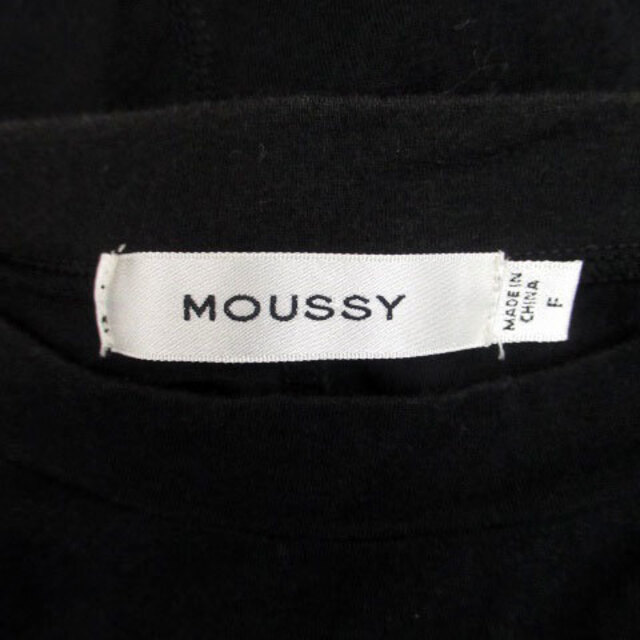 moussy(マウジー)のマウジー カットソー ラウンドネック 長袖 無地 透け感 F 黒 ■MO レディースのトップス(カットソー(長袖/七分))の商品写真