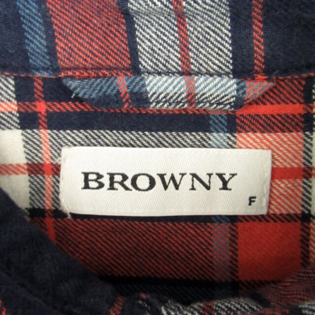 BROWNY(ブラウニー)のブラウニー カジュアルシャツ 長袖 チェック柄 F 赤 レッド 紺 ネイビー レディースのトップス(シャツ/ブラウス(長袖/七分))の商品写真
