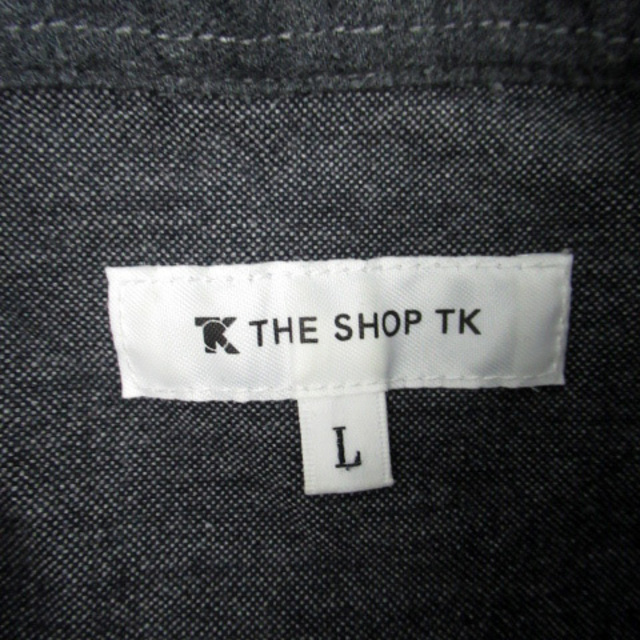 THE SHOP TK(ザショップティーケー)のザショップティーケー ブロッキングシャツ ストライプ柄 L ダークグレー ■MO メンズのトップス(シャツ)の商品写真