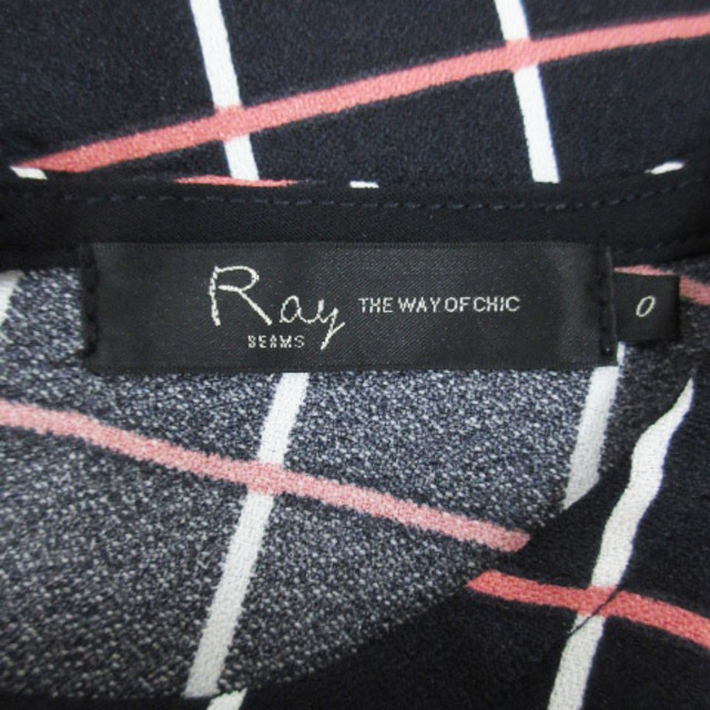 Ray BEAMS(レイビームス)のレイビームス カットソー 長袖 シースルー ウィンドウペン柄 0 黒 白 レディースのトップス(カットソー(長袖/七分))の商品写真