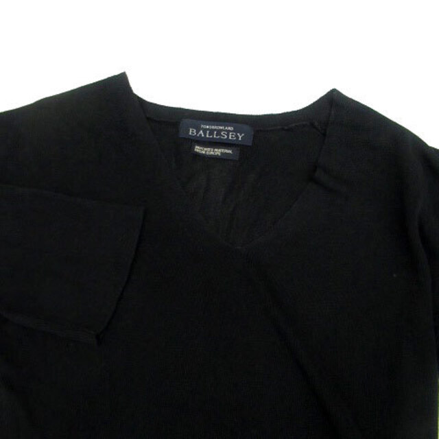 Ballsey(ボールジィ)のボールジー トゥモローランド ニット カットソー Vネック 半袖 無地 S 黒 レディースのトップス(ニット/セーター)の商品写真