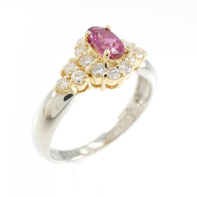 K18YG/PT ルビー リング 0.32CT - リング(指輪)