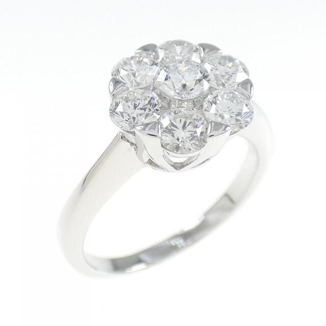 魅力的な価格 K18WG フラワー ダイヤモンド リング 1.14CT リング(指輪)