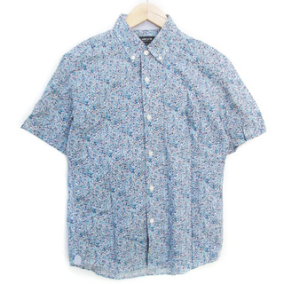 コムサイズム(COMME CA ISM)のコムサイズム カジュアルシャツ 半袖 ボタンダウン 花柄 M 紺 白 /FF35(シャツ)
